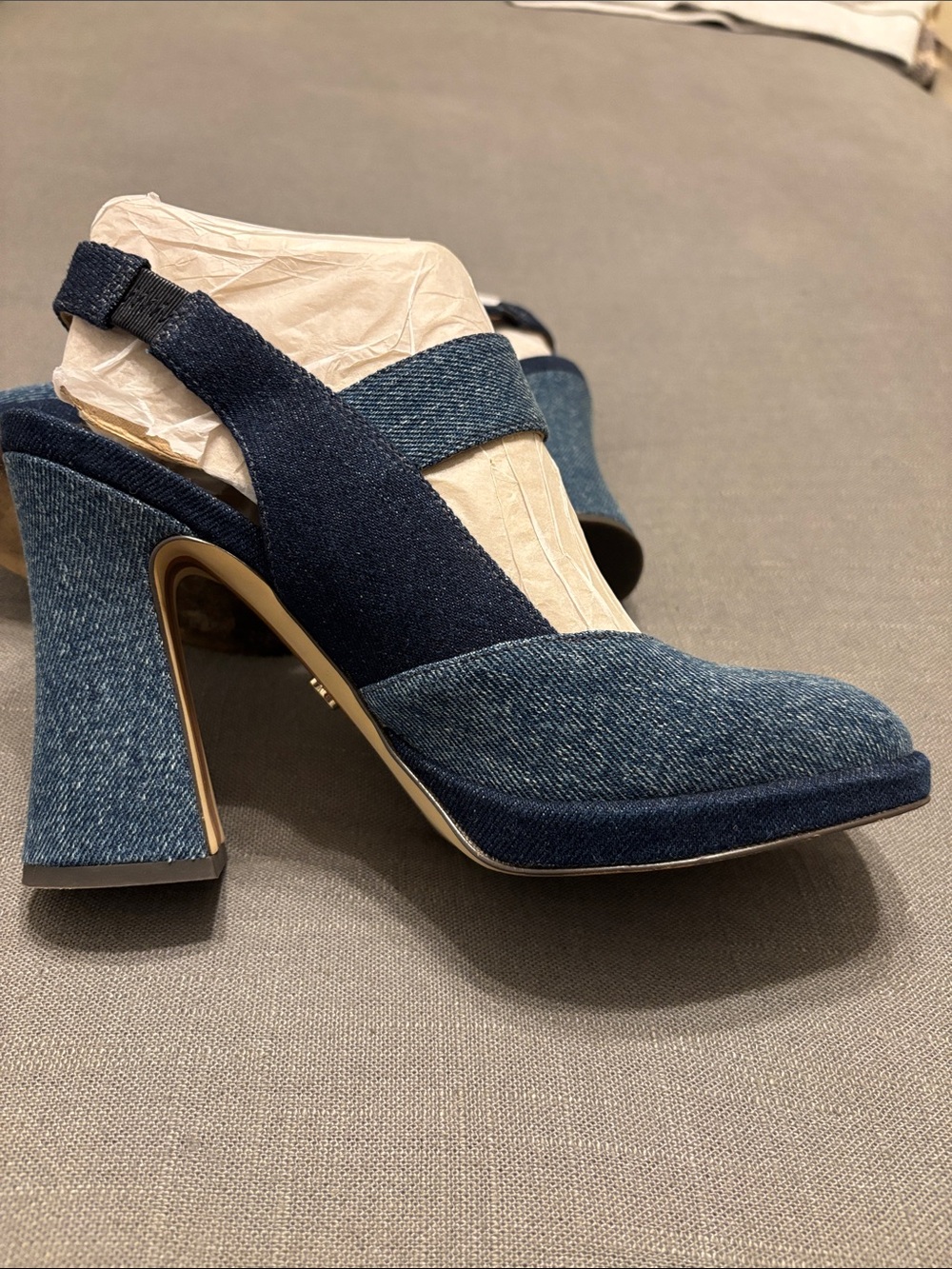 Sam Edelman Jildie Denim Mary Jane Block Pumps - Picture 6 of 11